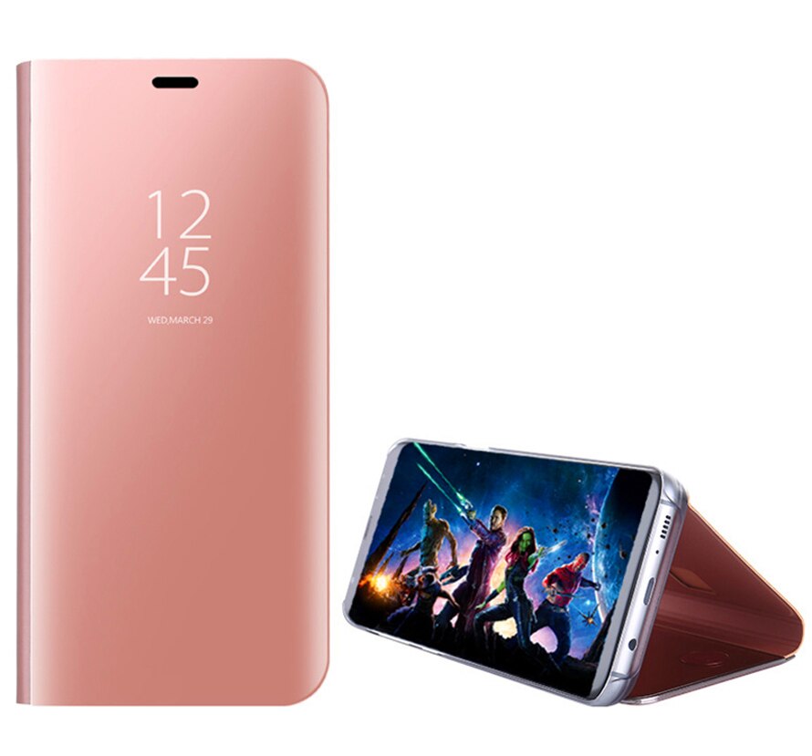 Honor 7s Case Smart Mirror Flip Cases Cover for Huawei Honor 7s Dra-lx5 5.45inches Plain CYTANH: Pink