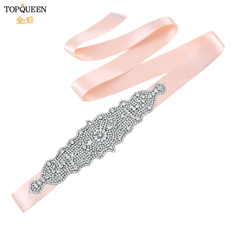 TOPQUEEN S233 Luxus Strass Gürtel Braut Kleid Schärpe Hochzeit Zubehör Frauen Marokkanischen Kaftan Band Bund Applikationen: Baby Rosa