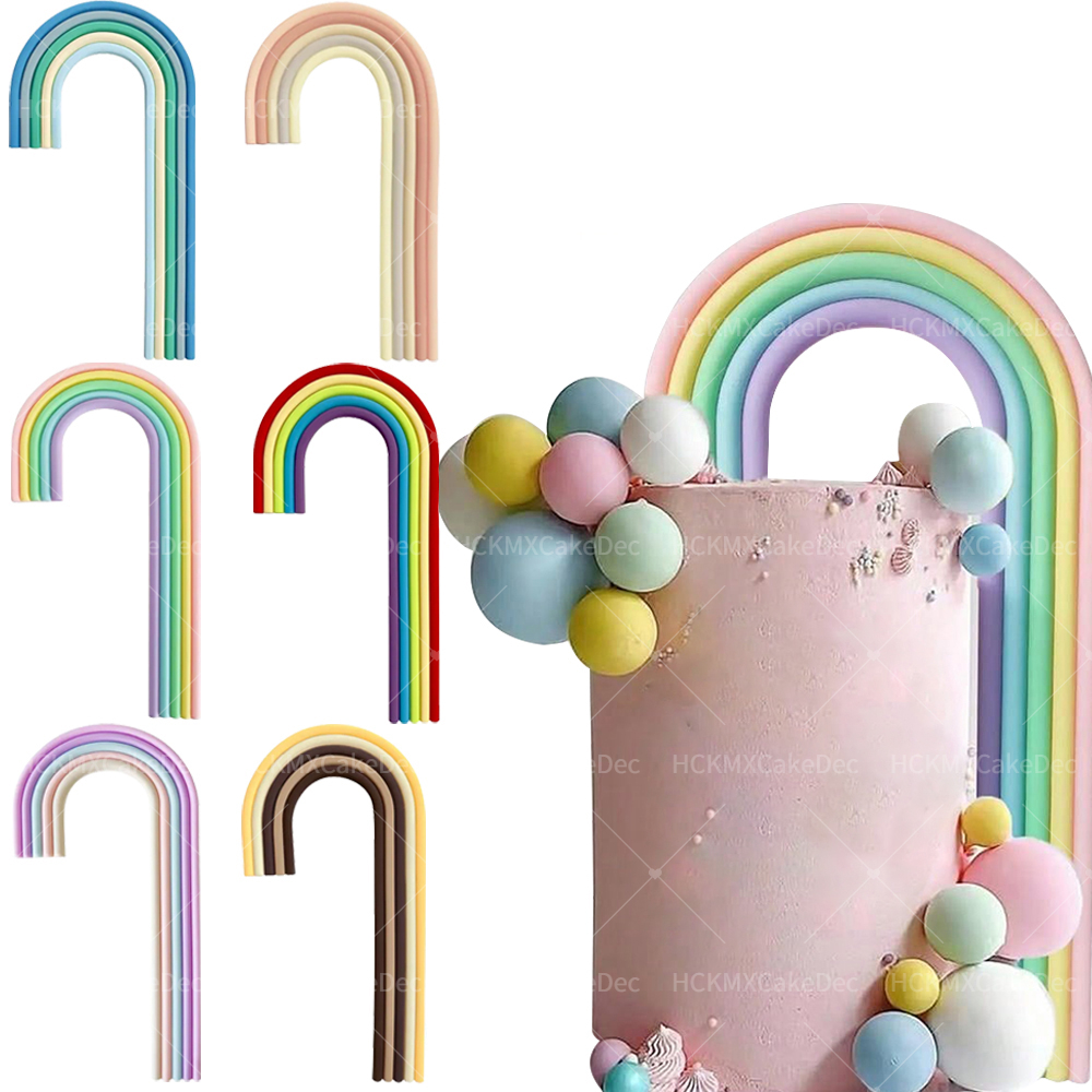 1pc Rainbow Cake Topper Set Large Small Rainbows Cake Topper Pink Blue Brown DIY Boho Birthday Wedding Party Cake Baby Shower