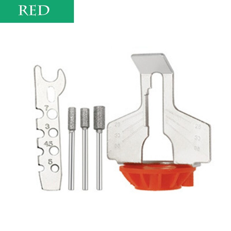 Chainsaw Sharpening Kit Rotary Sharpener Tool Chain Machine Kit Saw Blade Sharpener Guide Drill Adapter Head: Red