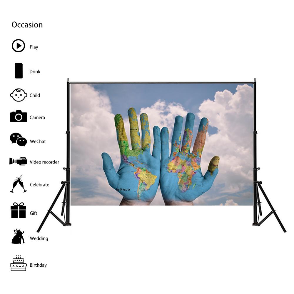 150x225cm kształt dłoni mapa świata projekcja główna ściana biurowa dekoracje składana mapa