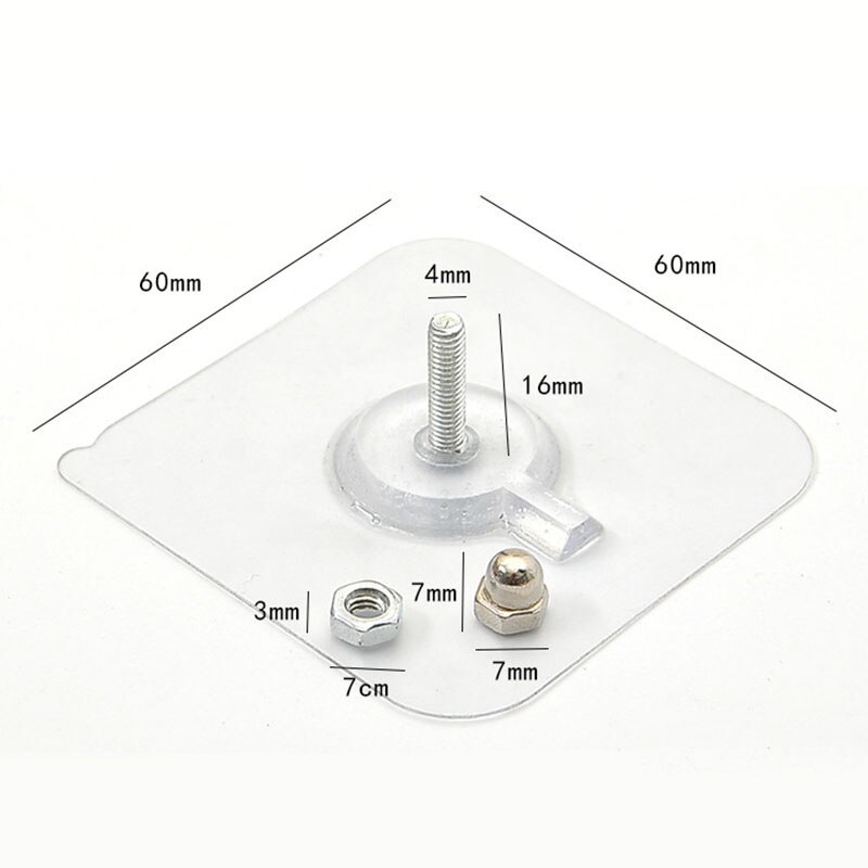 6 pièces sans poinçon vis crochet support sans couture crochet double face adhésif pâte mur salle de bain stockage fixe mur crochet