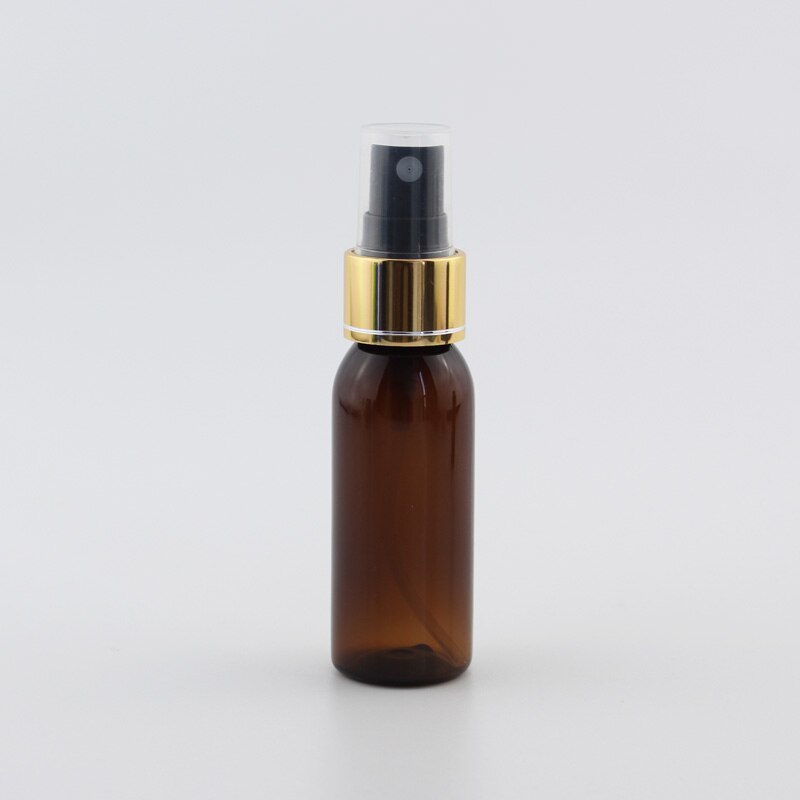 30ml Kleine Plastic Hervulbare Flessen Met Gouden Aluminium Sproeier Pomp 30cc X 50 Mist Spray Container Mini Parfum fles: Brown Bottle Black