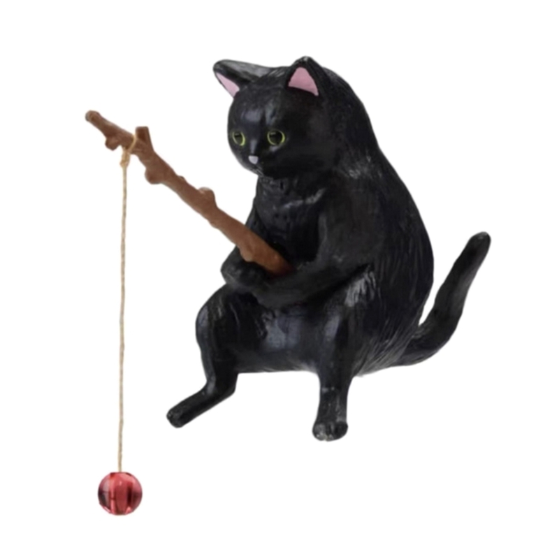 Vissen Kat Ornamenten Aquarium Landschapsarchitectuur Aquarium Decoratie Mini Kat Standbeeld Aquarium Accessoires Huishoudelijke Benodigdheden: Black
