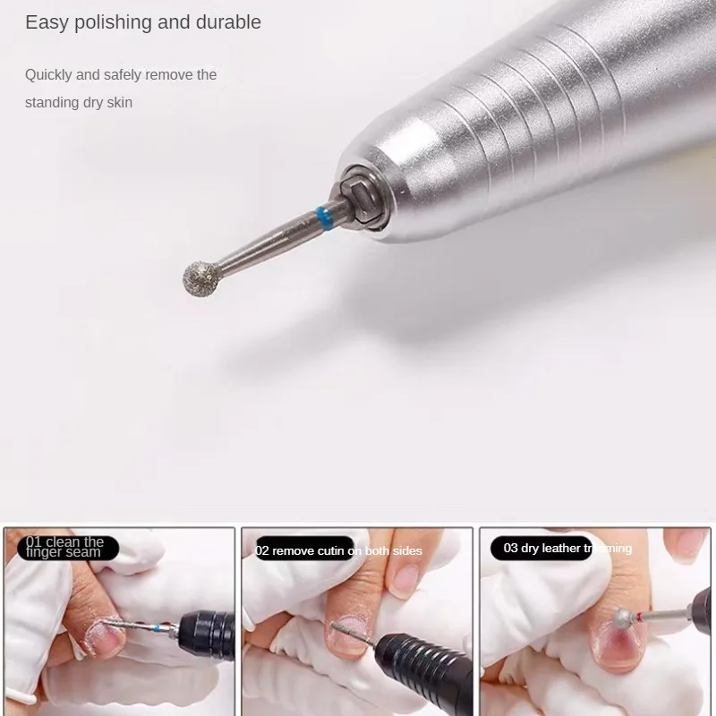 Brocas de diamante con punta cónica para uñas, herramienta lijadora eléctrica para limpieza de cutículas, rotativa, para manicura y pedicura, 6 uds.