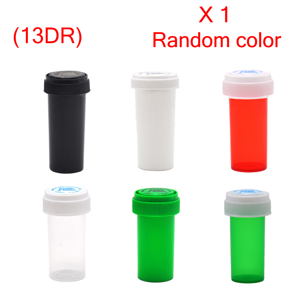 Cournot 13 dram stash jar acryl plastic opbergdoos duw naar beneden en draai flesje houder pillenfles doos kruidencontainer zakformaat: Willekeurige kleur