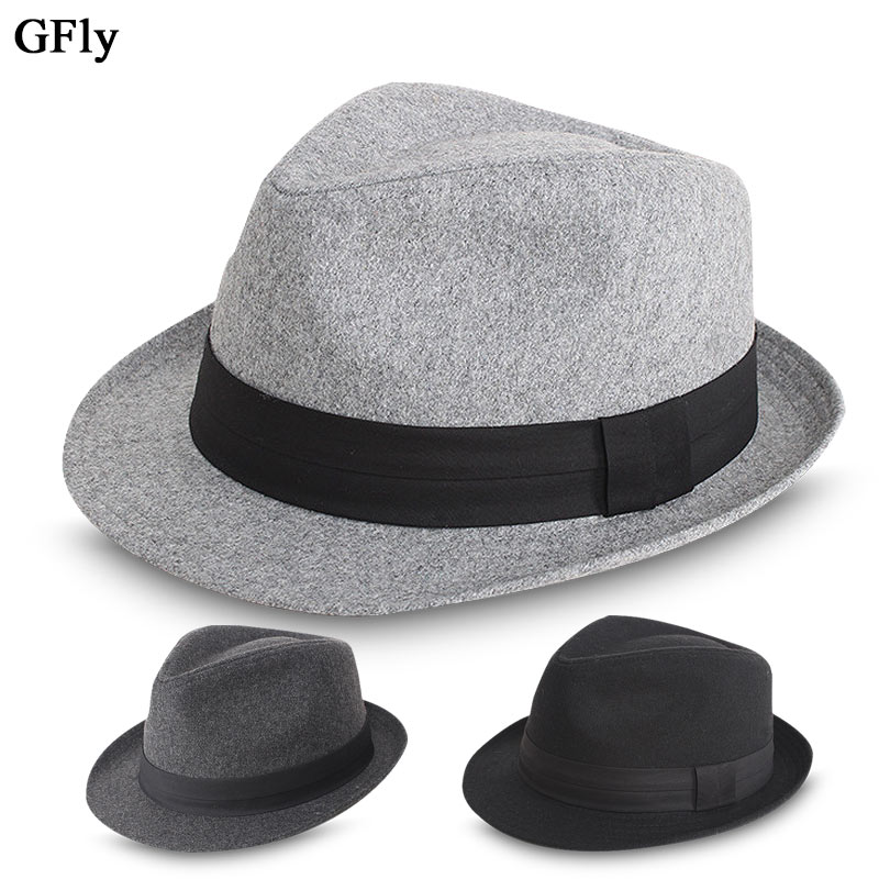 Chapeau fedora en feutre à bord court pour homme, classique, Vintage, noir, panama, automne, hiver,