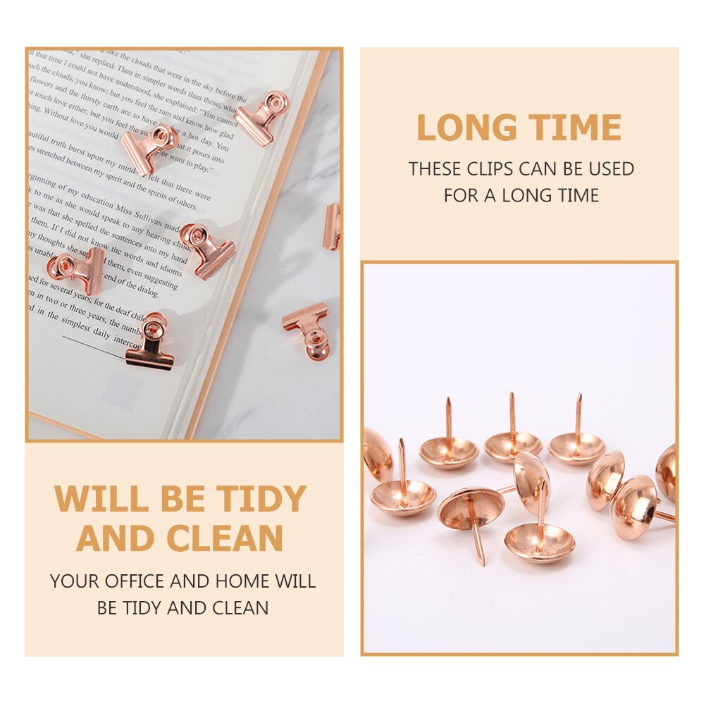 1 Set Papier Klemmen Ijzer Bestanden Clips Documenten Clips Ijzer Bestand Klem Punaise Kit