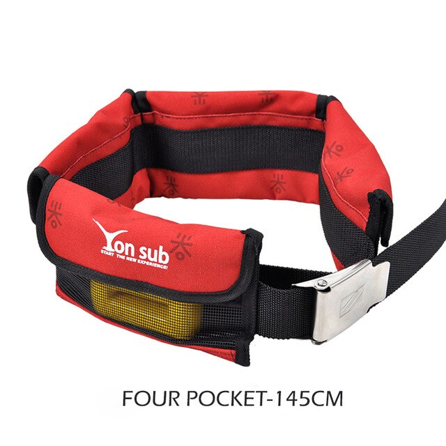 Bolsa de cinturón de peso para submarinismo, pesca submarina, cinturón de peso de repuesto con hebilla de acero inoxidable de liberación rápida, accesorios de buceo: Red 145cm
