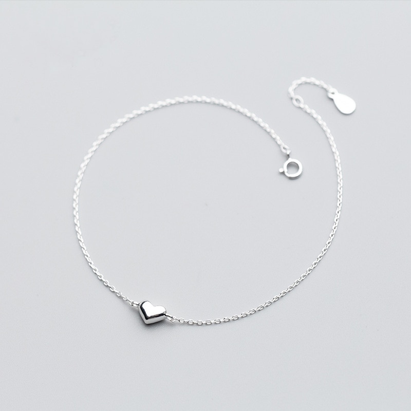 Tobillera con forma de corazón para mujer y niña, pulseras de tobillo de Plata de Ley 925 auténtica, cadenas de pie, joyería de verano