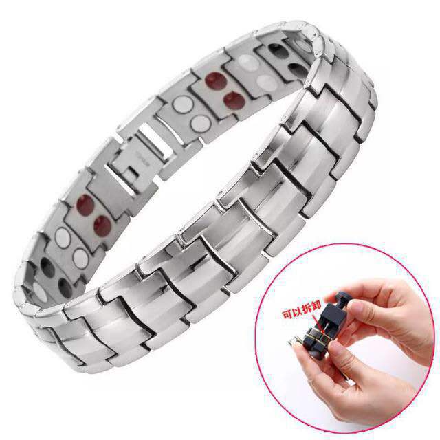 2020 energia terapêutica cura pulseira de aço inoxidável terapia magnética pulseira moda masculina titânio pulseira de aço par