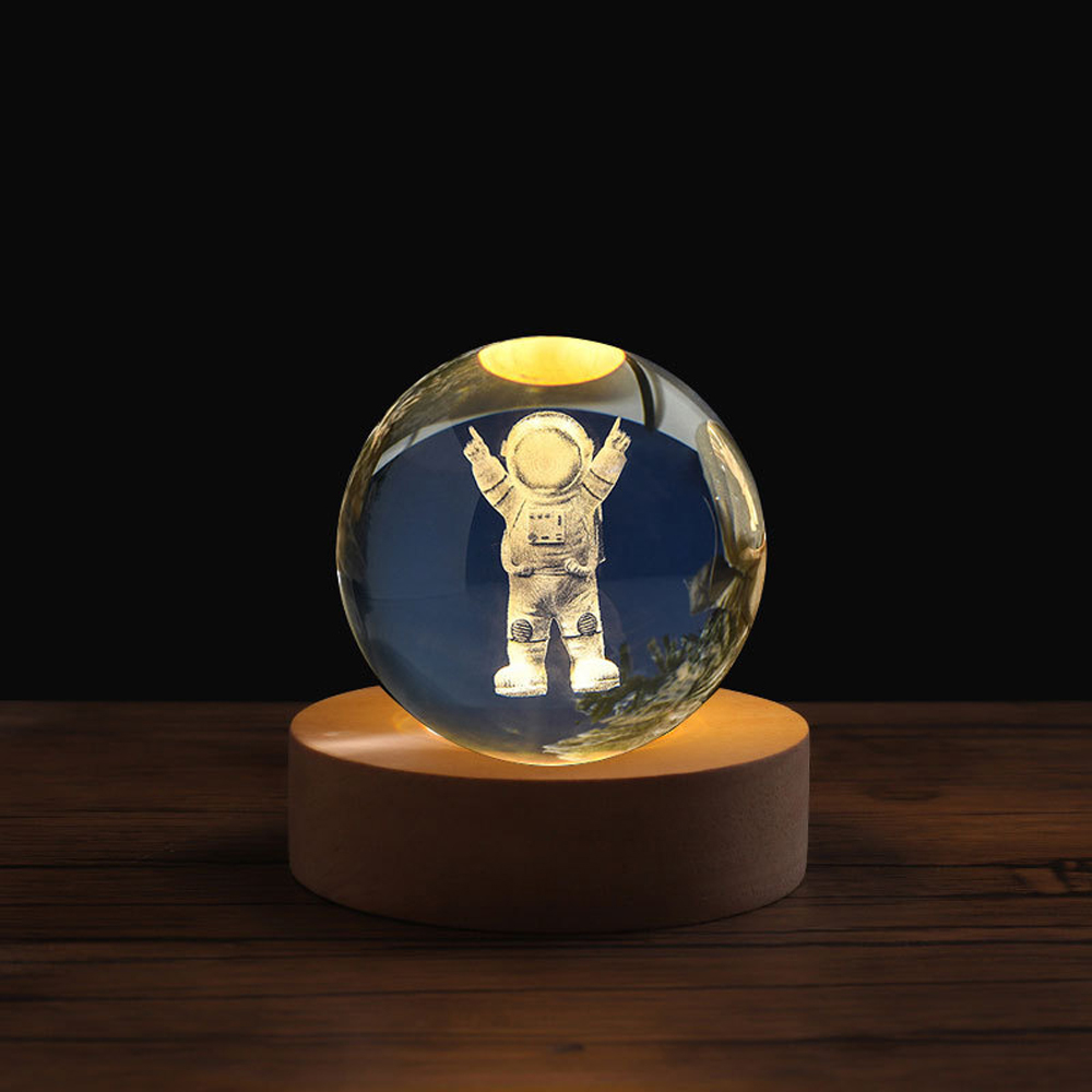Aesthetic Moon Crystal Sphere Clear Glass Galaxy Globe Night Light Crystal Ball Lamp Desktop Decoration Home Ornament: Clear