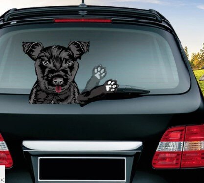 Joylive auto ruitenwisser stickers voor autoproducten auto stickers en decals labrador hond zwaaiende ruitenwisser stickers: Jack russel terriër