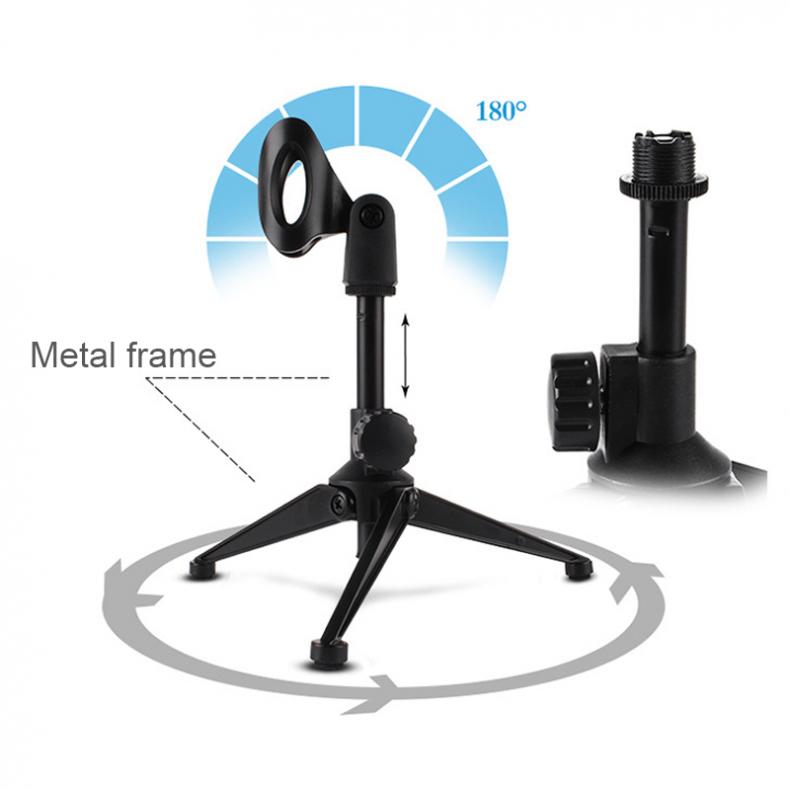 Portable Metal Microphone Stand Three-Legged Lifting Stand 180 Degree Rotation Angle