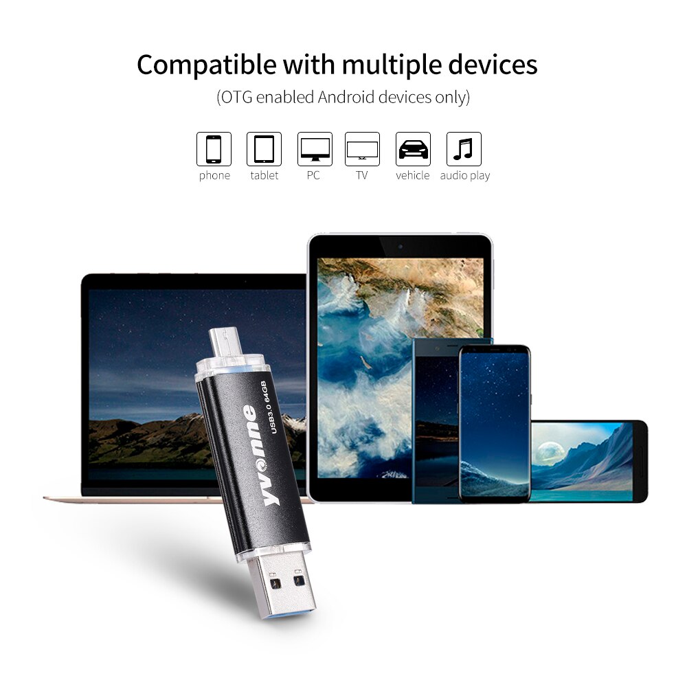 yvonne YT601-3l USB Flash Drive USB3.0 U Disk High Speed drive OTG Double Ports Multifunctiona USB Memory Stick for Phone/Laptop