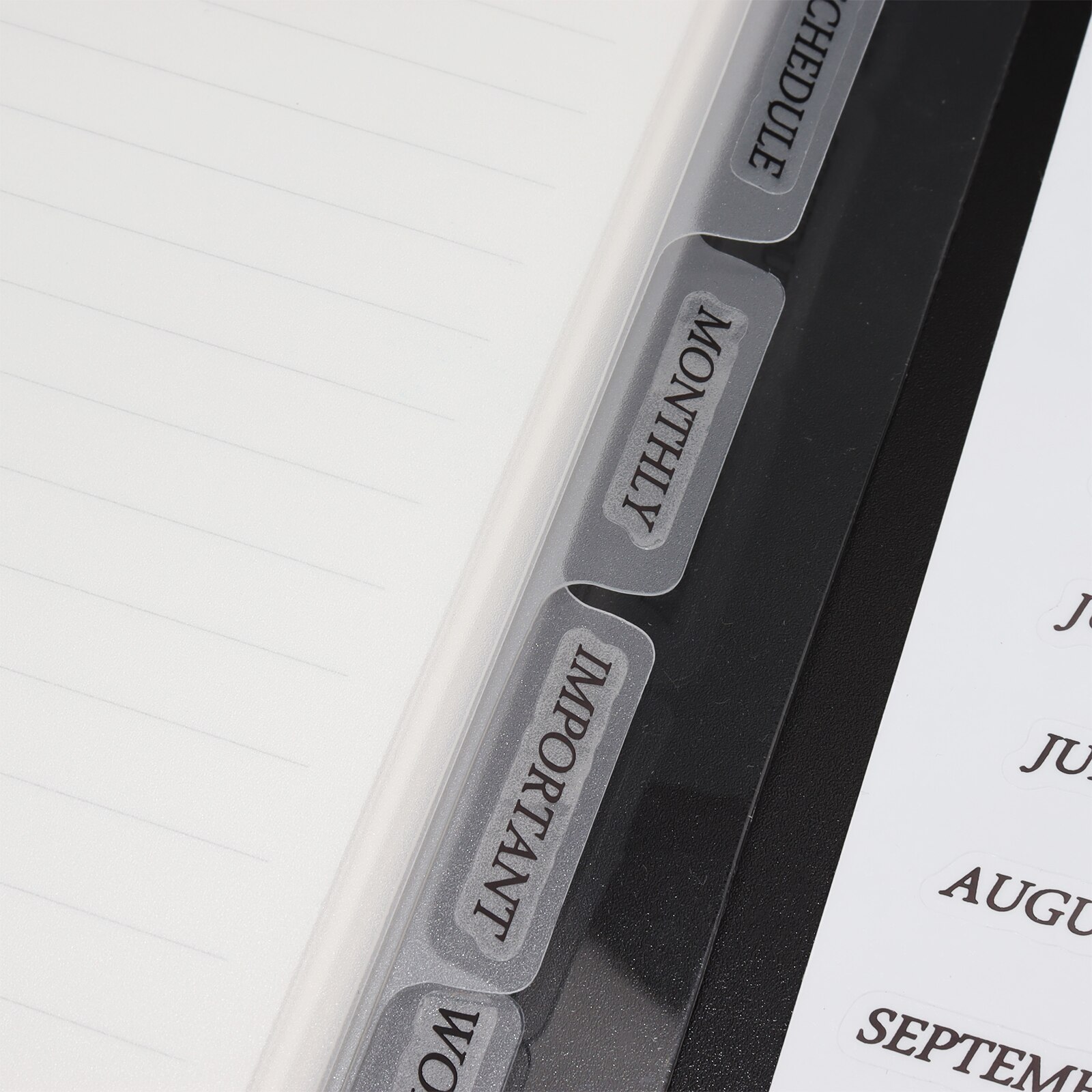 Plain White Clear 6Hole A5 Index Divider With Black Tab Sticker Transparent Plastic Tab Binder A5 Divider Inserts For Planner