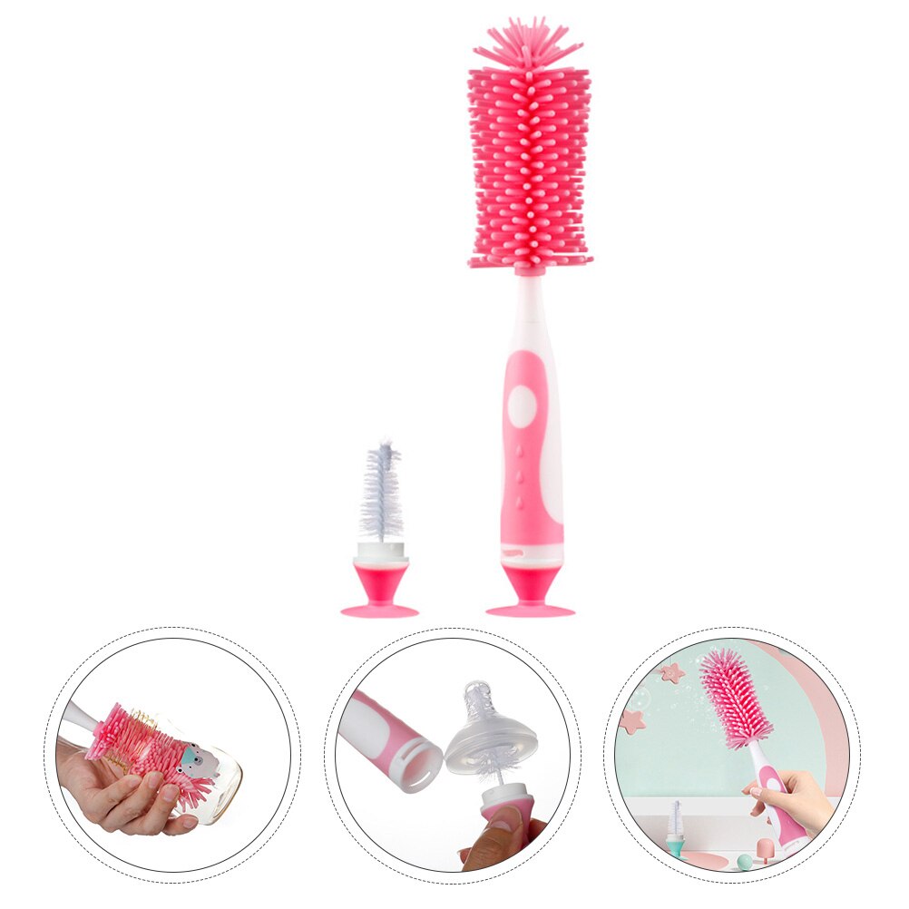 1pc spazzola per biberon senza spazzola BPA in piedi con Base a ventosa: Default Title