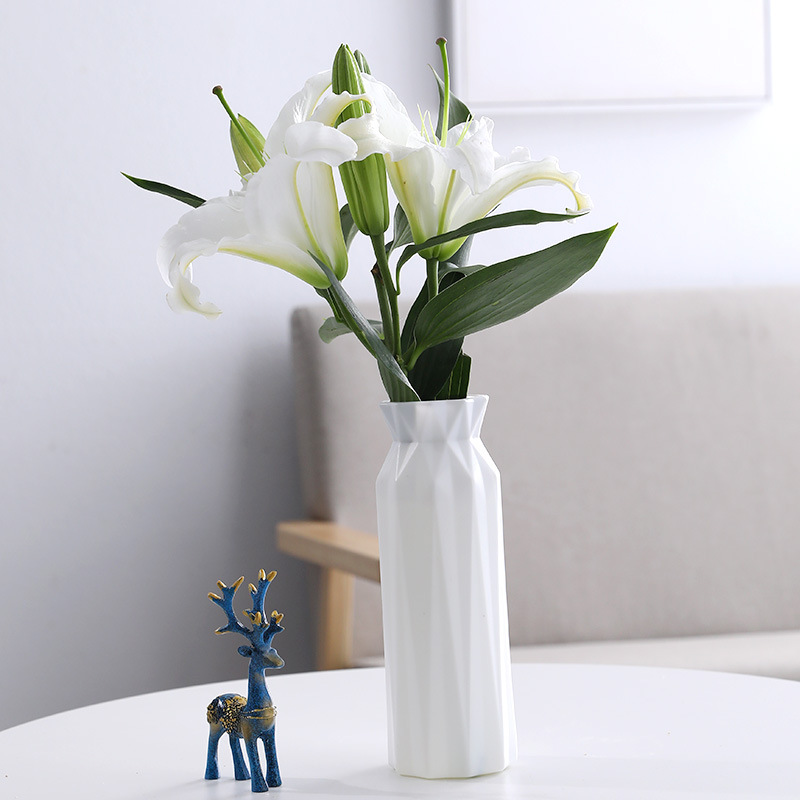1pc Origami plastique Vase blanc Imitation céramique Pot de fleur panier de fleurs Vase décoration maison nordique décoration: white 2
