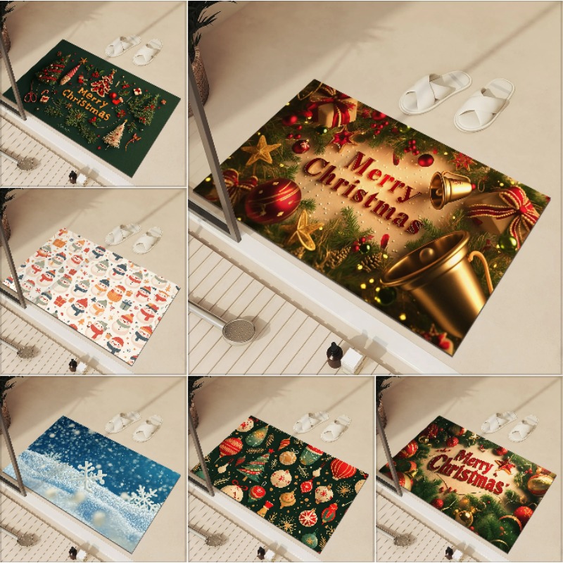 Weihnachts-Fußmatt, waschbar, für Höhle Außenbereich, Innenbereich, Eingang, Teppich, Heimdekoration, Bodenmatte für Haustür, Flur, Badezimmer