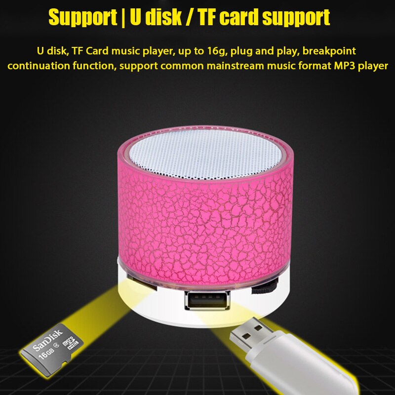 Mini Universal Portable Bluetooth Speaker Wireless Sound Box Small Crack LED TF Card USB Stereo Subwoofer With Buttons