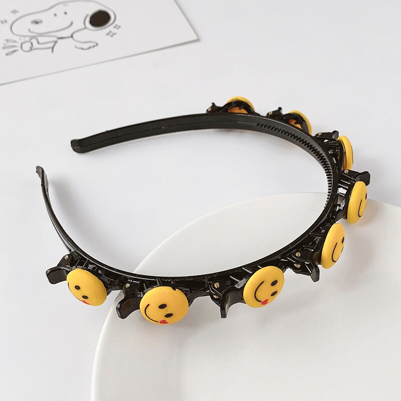 Kinderen Leuke Bloem Gevlochten Haarband Gebroken Haar Artefact Meisjes Niet Pijn Haarspeld Hoofdband Haarspeld Hoofdtooi Vrouwelijke: Smiling Face