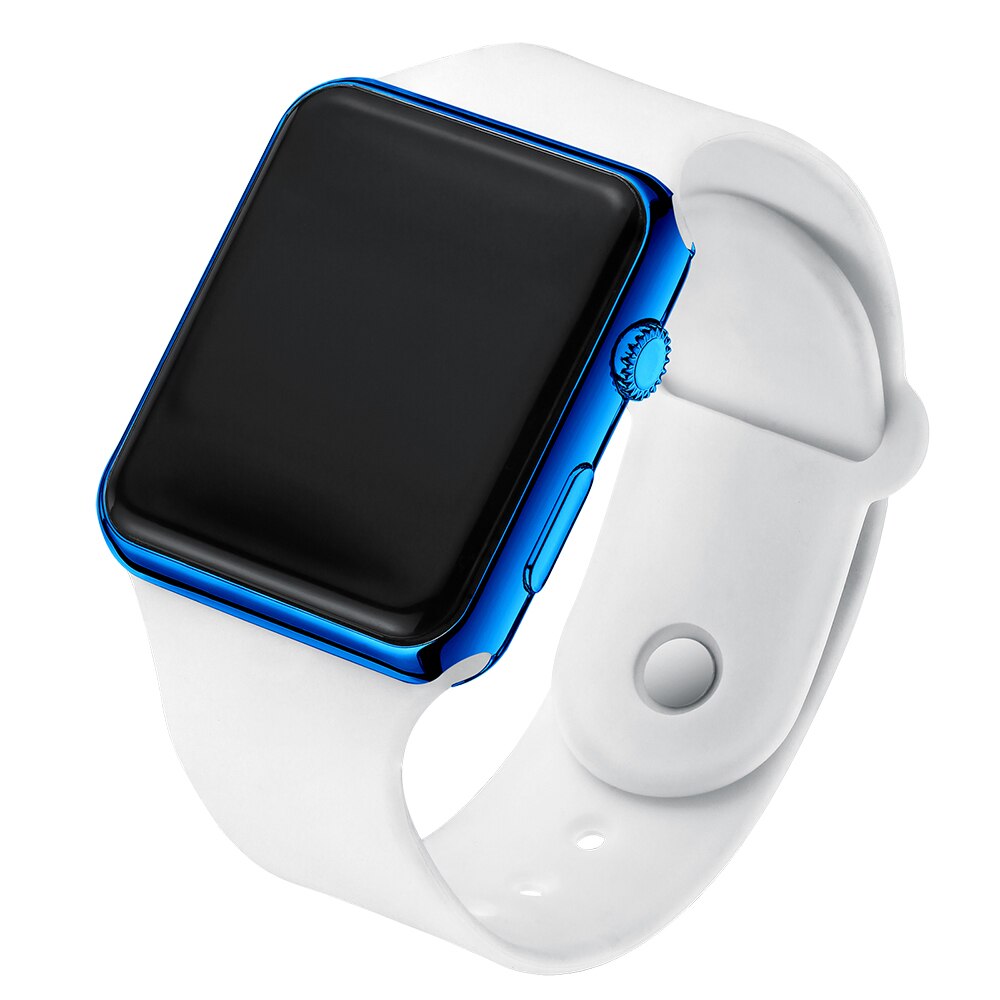 LED Digital Watch Men Reloj hombre Electronic Casual Watch for men Silicone Male watch Montre homme Simple Men Watch: White Blue