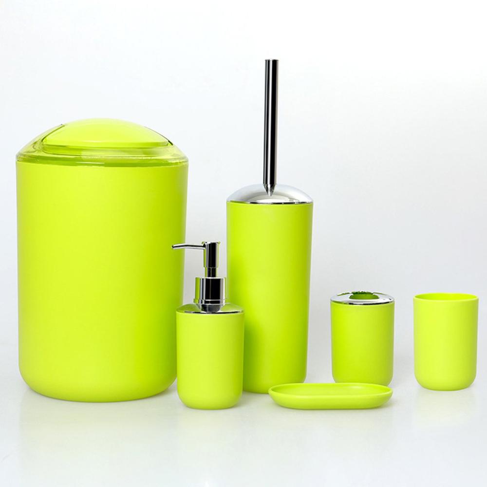 6pcs/set Bathroom Toiletries Practical Plastic Tooth Brushing Holder Mouthwash Cup Soap Box Trash Can Emulsion Bottle