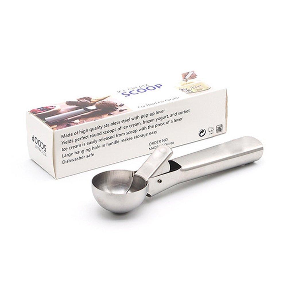 Ice Cream Scoop Easy Trigger Stainless Steel Ice Cream Dipper for Fruits Cookie Dough and Water Melon Scoop FDA Approved