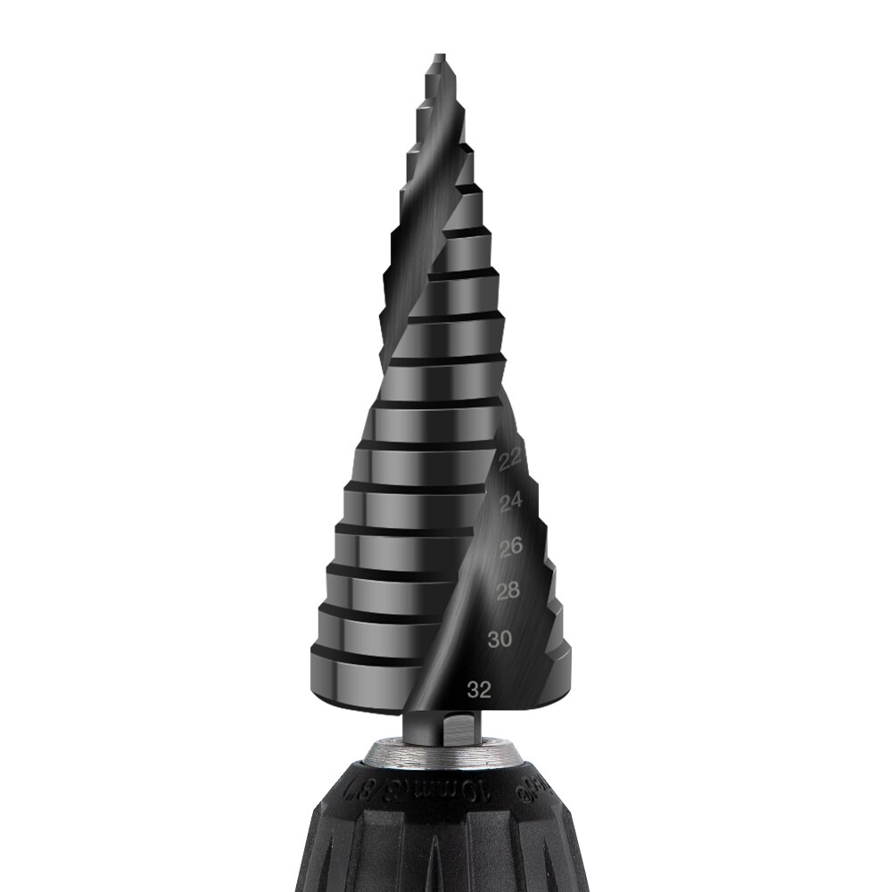 XCAN 6-60mm HSS Spiral Step Drill Bit – Cone Cutter For Metal, Wood, Steel, Round Shank, DB0203660YS
