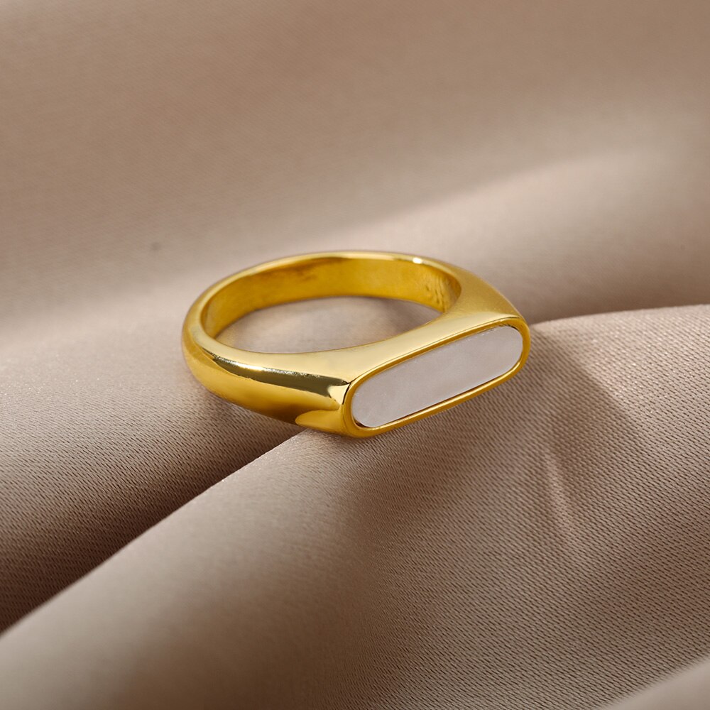 Wit Acryl Ringen Voor Vrouwen Mannen Goud Zilver Kleur Rvs Mannelijke Vrouwelijke Ring Engagement Wedding Party Finger Sieraden