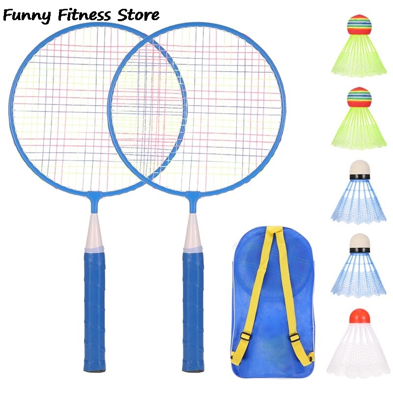Raquetas de bádminton para niños con pelotas de bádminton niños deportes entrenamiento con juegos educativos juego de raquetas profesionales: Azul