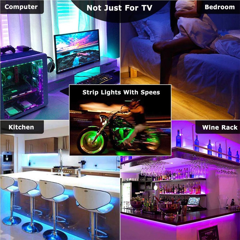 16 Kleuren 5050 Led Strip Verlichting 0.5-5M 5V Usb Waterdichte Flexibele Tv Terug Licht Rgb Kleur veranderende Met 24Key Afstandsbediening