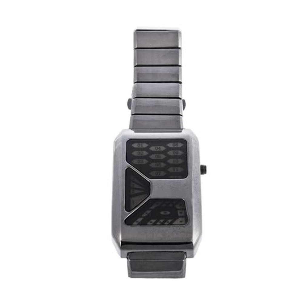 28 LED Stylish Digital Wrist Watch Black/Silver Strap Unique Blue LED Light Watch: Black