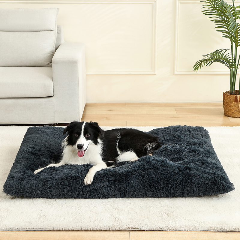Camas suaves para perros, casa de felpa larga y suave, la mejor cama para perros, cesta para perros, productos para mascotas, cojín, cama para gatos, estera para gatos, sofá para dormir para animales: M / Azul marino