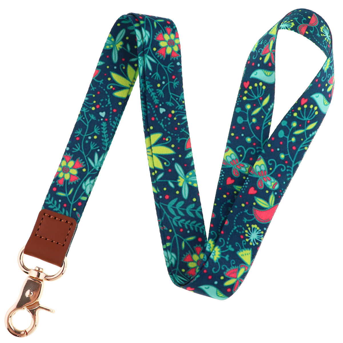 Lanières de cou à petites feuilles pour clés, carte d'identité, sangles de téléphone portable, porte-badge USB, corde suspendue pour téléphone à faire soi-même, lanière à fleurs: vert clair