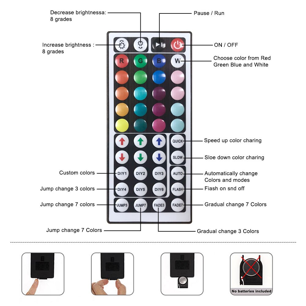 Muzieksynchronisatie ledstripcontroller voor rgb 5050 2835 met 44 toetsen ir-afstandsbediening ledcontroller draadloze dimmer led-accessoires