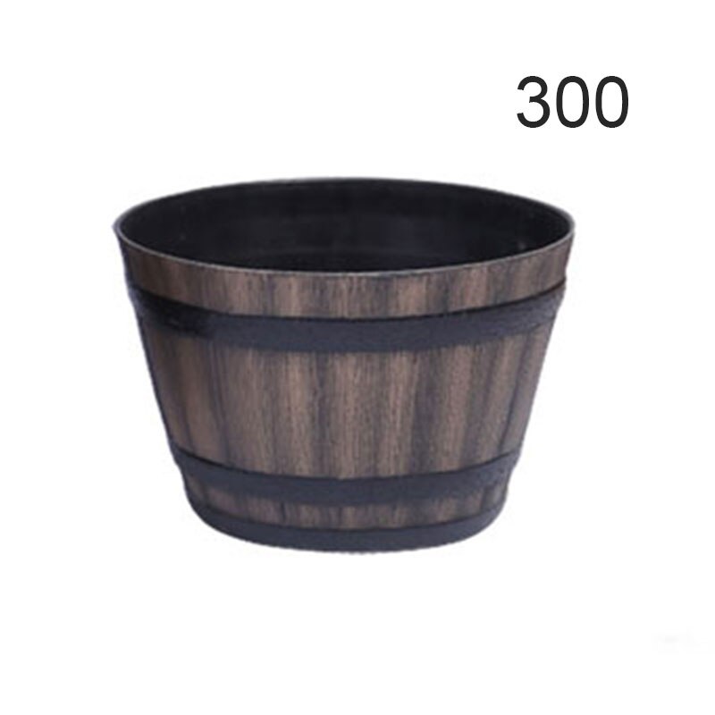 Resin Whiskey Barrel Flower Pot Round Planter Indoor Outdoor Garden Yard Patio SMD66