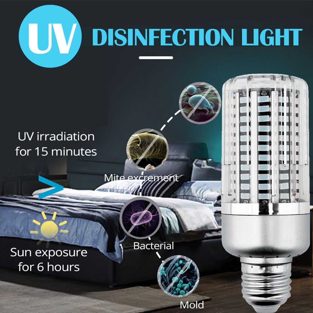 40W Led UVC Light Bulb UV Germicidal Lamp Sterilizer E26/E27 Corn Shape Light Disinfection light Clean Air Remove Remote control