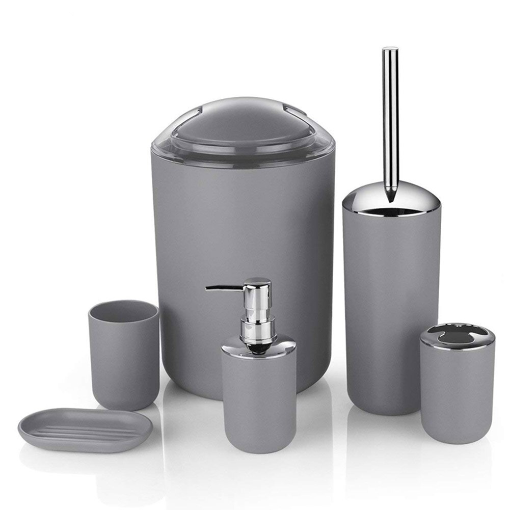 Nieuw 6 Pcs Europese Plastic Badkamer Accessoires Set Toiletartikelen Badkamer Hotel Levert TE889: Licht Geel