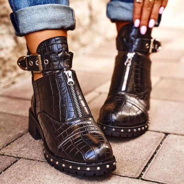 Big Size 43 Leisure Platform Spring Fall Shoes Women Ankle Boots Motorcycles Boot Cool Footwear