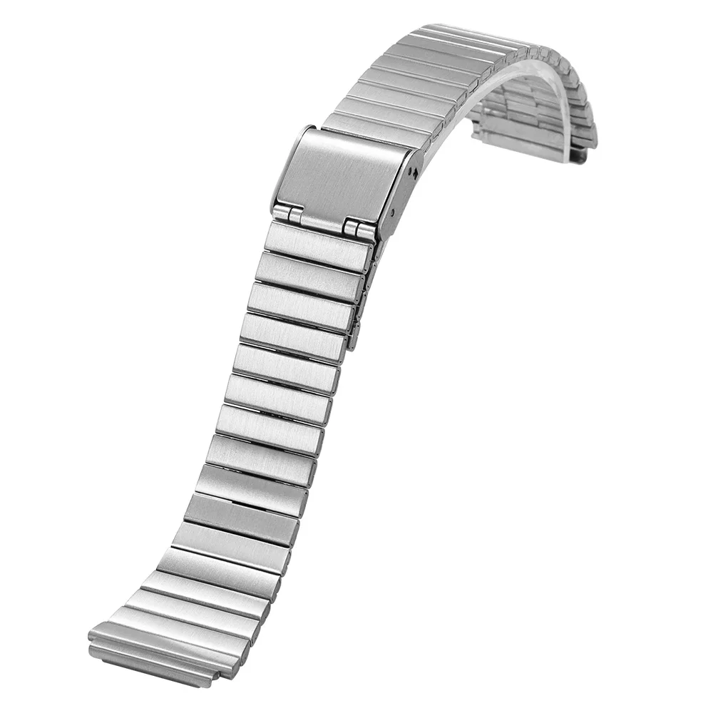 Vintage metalen horlogebandje voor casio sgw 400 f91w f84 f105/108/a158/168 ae1200/1300 18mm roestvrijstalen polsband: Rokerig mauve / 18mm