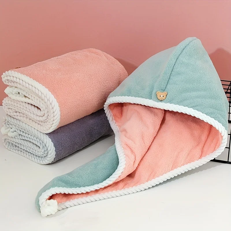 Serviette pour cheveux en microfibre ultra-absorbante – double couche à séchage rapide – Idéal pour la douche, la salle de sport et le spa.