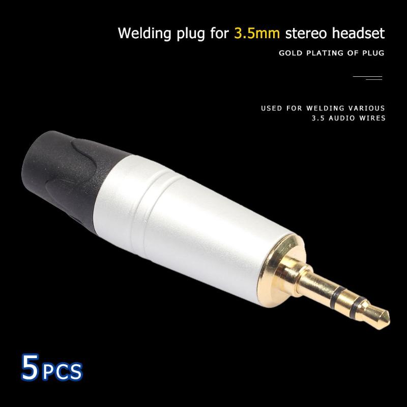 5 stücke 3 Pole Gold-überzogene 3,5mm Lot Verbinder Reparatur Kopfhörer Jack Stecker