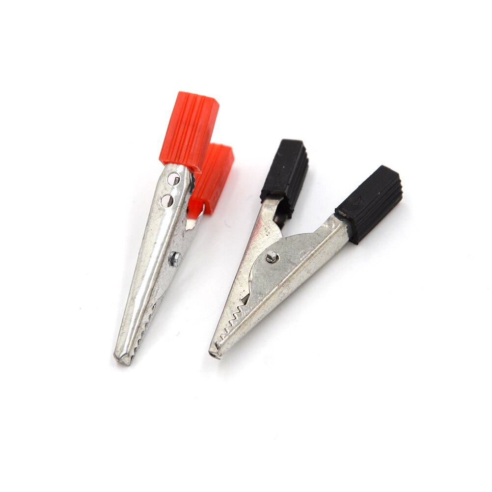 10pcs/lot Wholeale Insulated Crocodile Clips Plastic Handle Cable Lead Testing Metal Alligator Clips Clamps Red+ Black 48mm