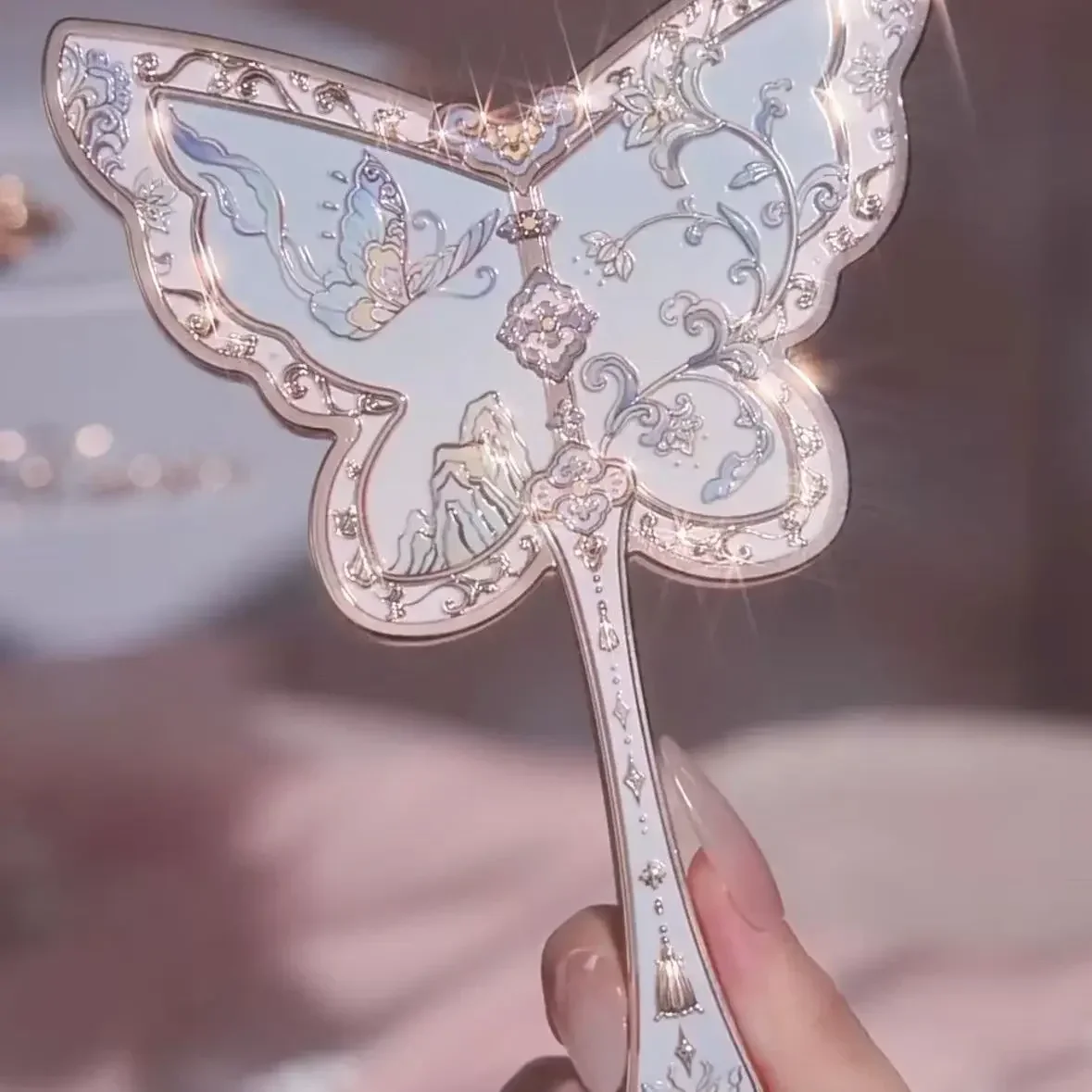 Flower Knows – miroir à main cupidon aux fraises, miroirs de maquillage, miroir Vintage: Marron
