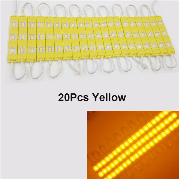 20ps 10ps ip65 5730 3 led modul vandtæt varm hvid, ren hvid, rød, grøn, blå, pink, gul sprøjtestøbningslys til  dc 12v: 20 stk gul