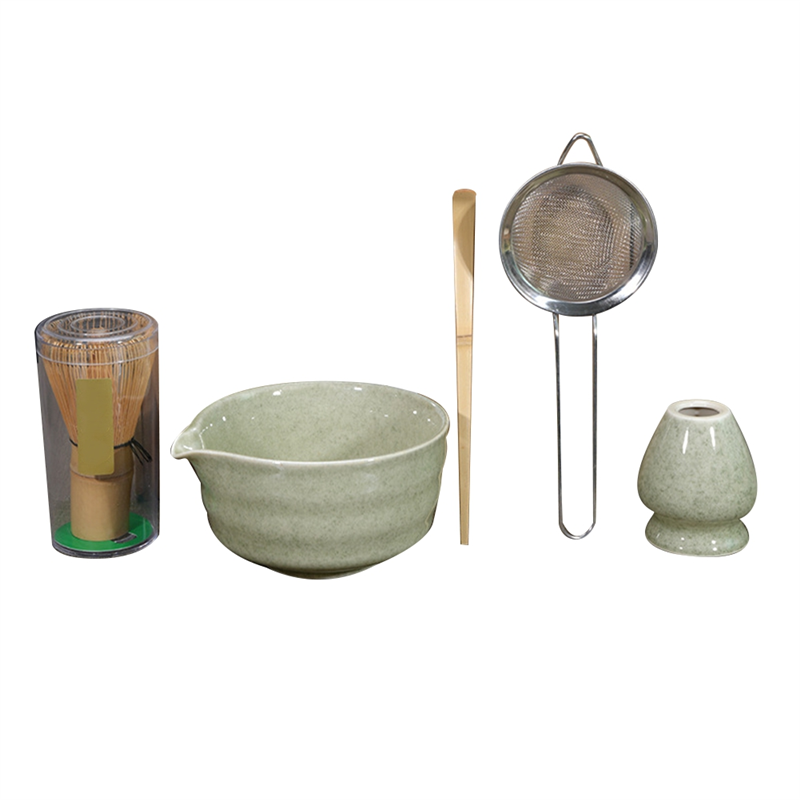 RALCA-Matcha garde set, met Matcha kom, bamboe garde en houder, bamboeschep en roestvrijze zeef, kit voor Matcha Lover