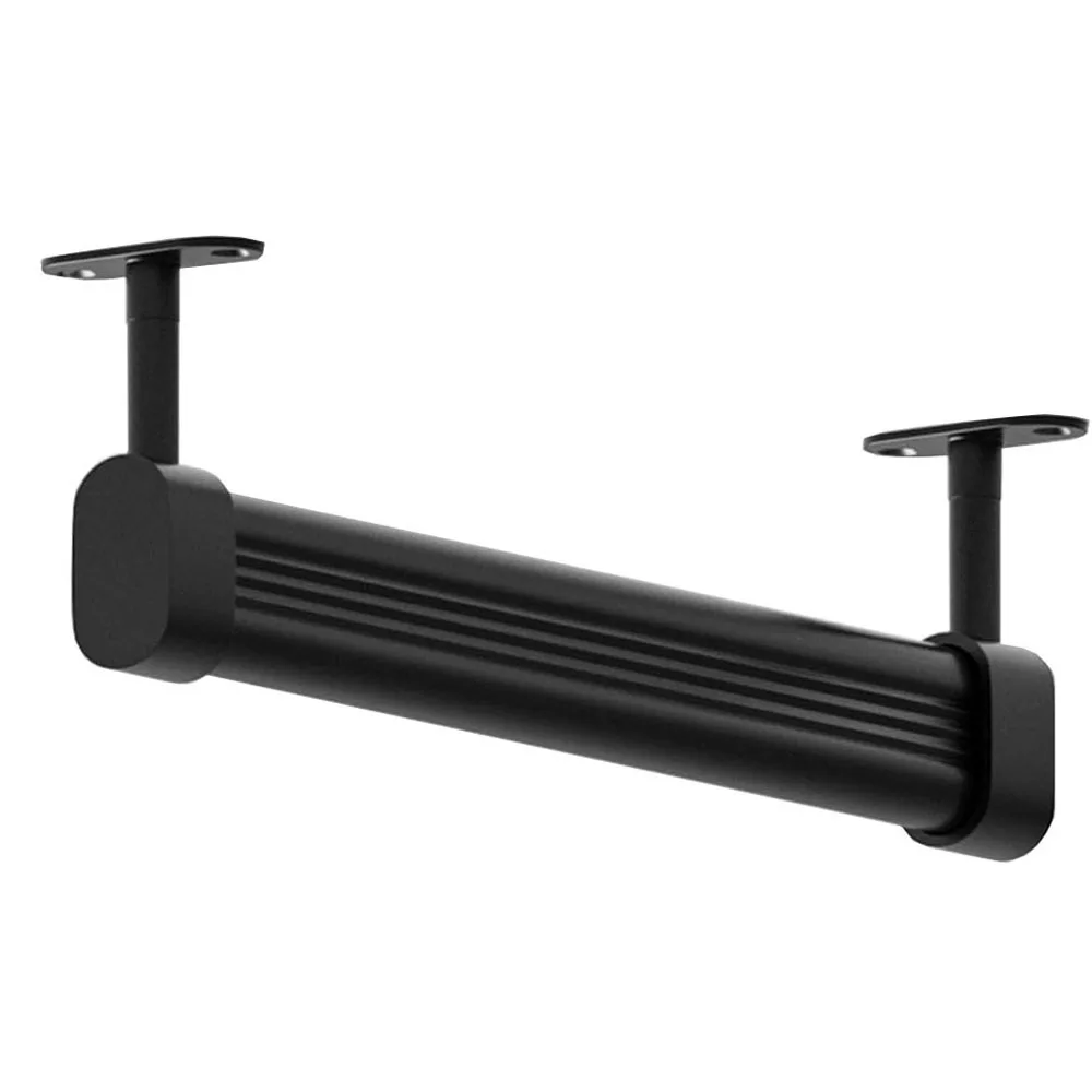 Hängende Schrankstange mit Endstützen, Schrankstangen aus Metall zum Aufhängen von Kleidung, Schrankaufhängerhalter für Kleiderschränke, Veranda-Dusche: S / Schwarz