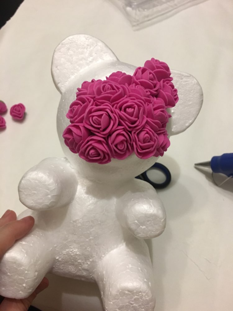 1PC 15cm/20cm/35cm Foam Rose Bear Mold DIY TOY Artificial Rose Flower Bear Plastic Bear Roses Luck Dog Mold Model
