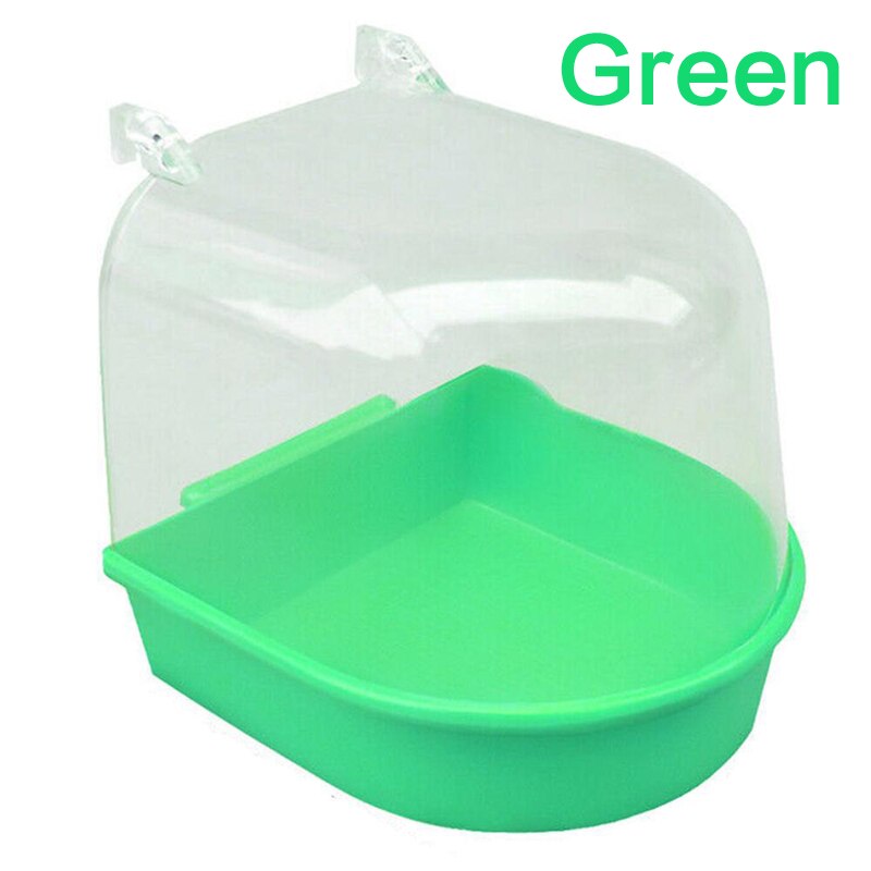 1pc Bird Plastic Shower Pet Bird Bath Box Parrot Bath Hanging Basin Parrot Shower Food Bowl Birds Supplies Outdoor Portable: Green